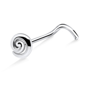 Concentric Circle Silver Curved Nose Stud NSKB-1006